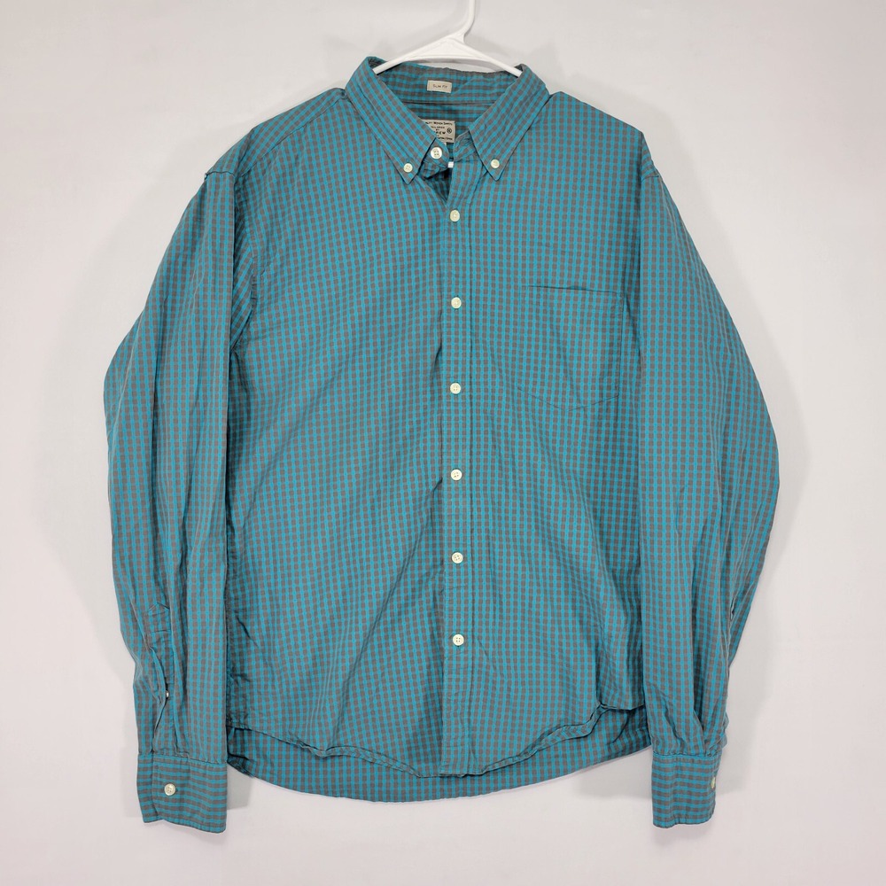J.Crew Men's Button Down Quality Woven Shirt Size XL Slim Fit Checked‎